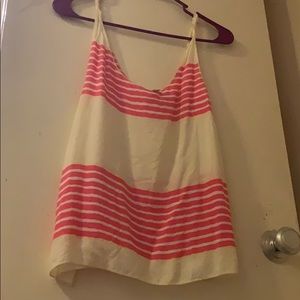 White tank top with pink strips